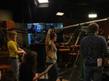 Students filming a scene during Mark Cendrowski's TV Directing Workshop 